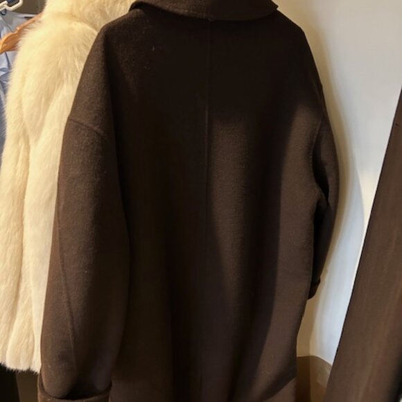 NWOT Banana Republic Chocolate Brown Oversized Double-Faced Wool Cape Coat - Picture 12 of 13